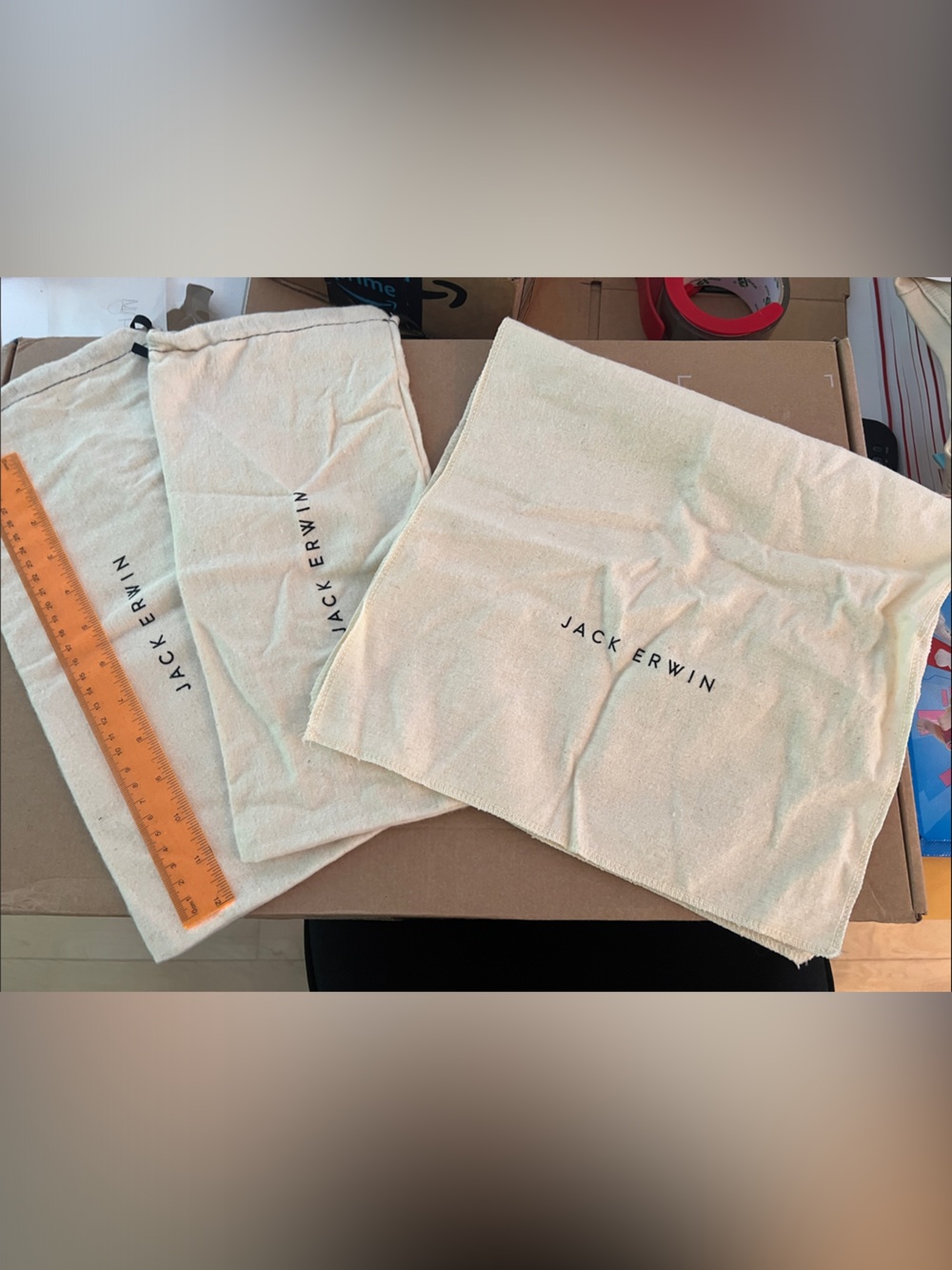 Jack Erwin Beige Shoe Dust Bags and Polishing Cloth  - Set of 3
